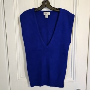 Vintage 80s Rafique Women's Small Sweater Vest Angora & Lambswool Sapphire Blue